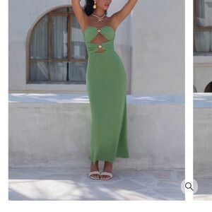 Chic Strapless Green Dress